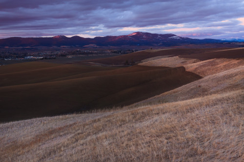 Moscow Mountain and the Idaho Palouse at sunset.