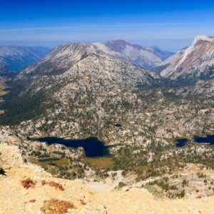 View of the lakes district from the summit of Eagle Cap. Mirror Lake is front and center.