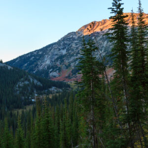 Last light as I descend into the Minam River Valley.